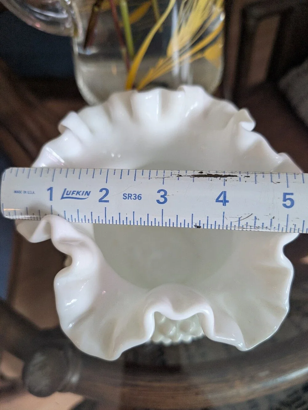 Vintage White Hobnail Milk Glass Vase.